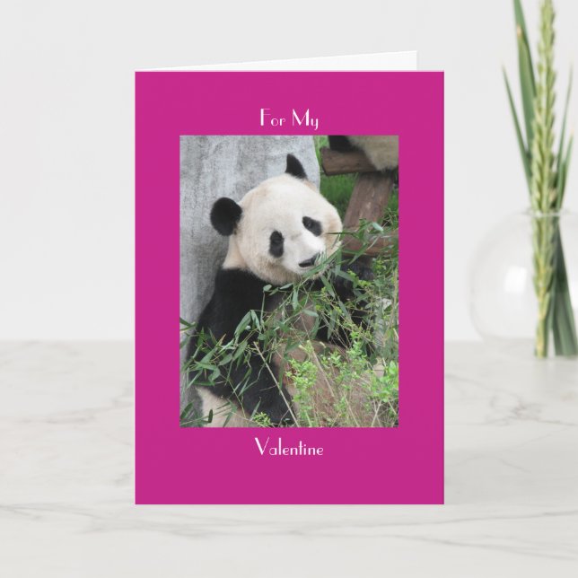 Tarjeta Festiva Gigante Panda Feliz Día de San Valentín saludo ros (Anverso)