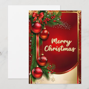 Tarjeta Festiva Gilded Elegance: Red and Gold Christmas Ornaments