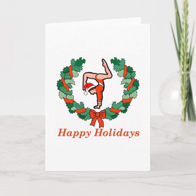 Tarjeta Festiva Gimnastic Happy Holidays Wreath (Anverso)