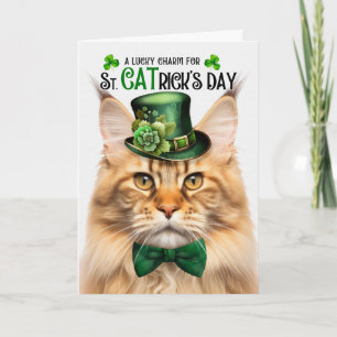 Tarjeta Festiva Ginger Maine Coon St CATrick's Day Lucky Charm
