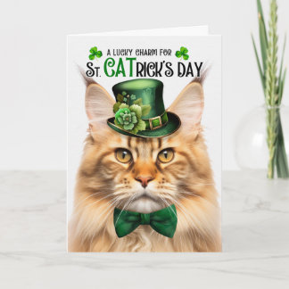 Tarjeta Festiva Ginger Maine Coon St CATrick's Day Lucky Charm