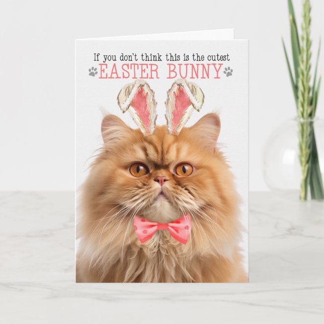Tarjeta Festiva Ginger Persa Cutest Easter Bunny Kitty Punts (Anverso)