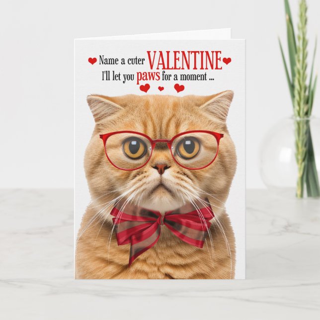 Tarjeta Festiva Ginger Scottish Fold Cat Valentine Feline Humor (Anverso)