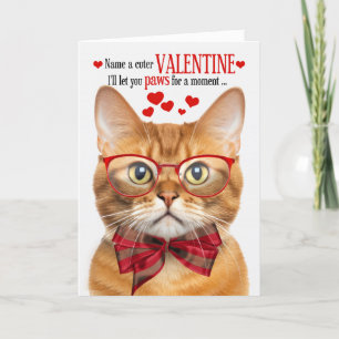 Tarjeta Festiva Ginger Tabby Cat Feline Humor El día de San Valent