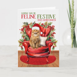 Tarjeta Festiva Ginger Tabby Navidades Cat FELINE Festimes
