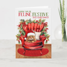 Tarjeta Festiva Ginger Tabby Navidades Cat FELINE Festimes Holi