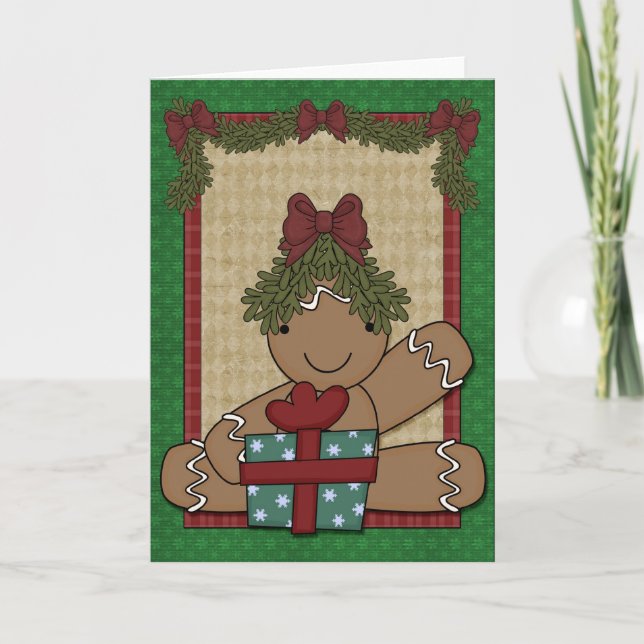 Tarjeta Festiva Gingerbread Cookie - Chica (Anverso)