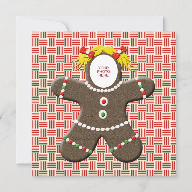 Tarjeta Festiva Gingerbread Cookie Chica Felices Fiestas (Anverso)