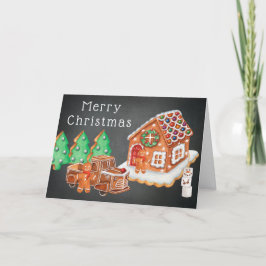 Tarjeta Festiva Gingerbread Cookie House, Familia, Navidades de ca