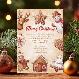 Tarjeta Festiva Gingerbread Cookies Navidades de fondo marrones