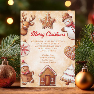 Tarjeta Festiva Gingerbread Cookies Navidades de fondo marrones
