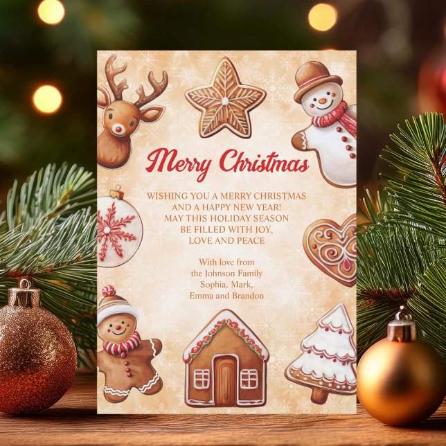 Tarjeta Festiva Gingerbread Cookies Navidades de fondo marrones (Subido por el creador)