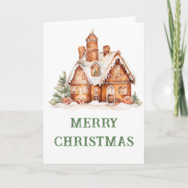 Tarjeta Festiva Gingerbread House Decoró a Navidades Fiesta