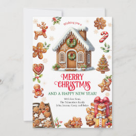 Tarjeta Festiva Gingerbread House Decoró a Navidades Fiesta