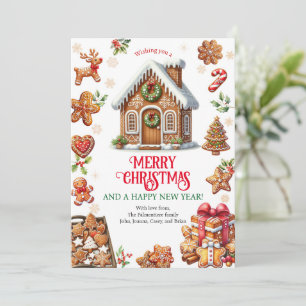 Tarjeta Festiva Gingerbread House Decoró a Navidades Fiesta