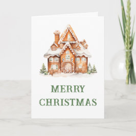 Tarjeta Festiva Gingerbread House Decoró a Navidades Fiesta