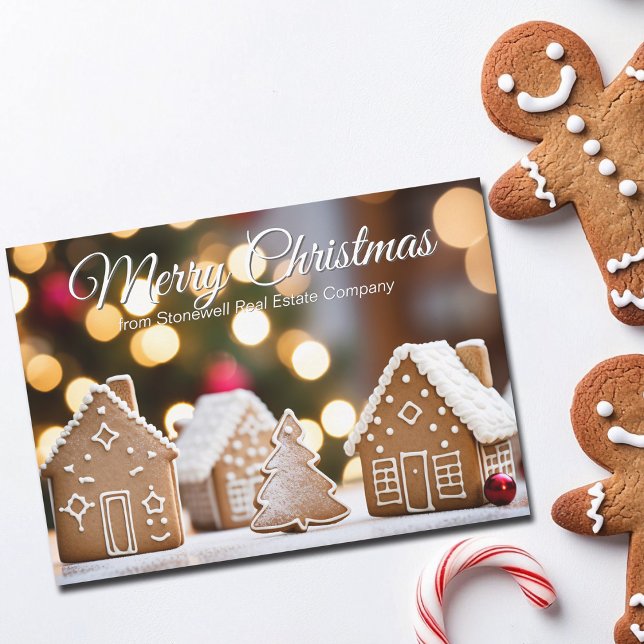 Tarjeta Festiva Gingerbread House Merry Christmas Real Estate  (Subido por el creador)