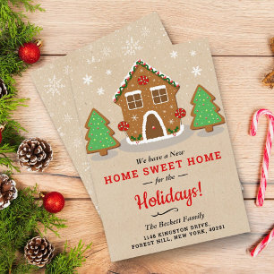 Tarjeta Festiva Gingerbread House Nuevo Hogar Para Las Vacaciones