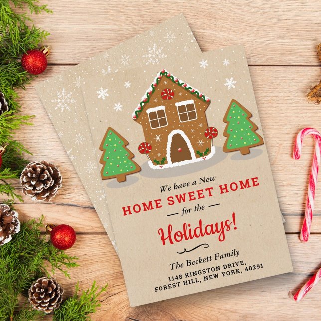Tarjeta Festiva Gingerbread House Nuevo Hogar Para Las Vacaciones (Subido por el creador)