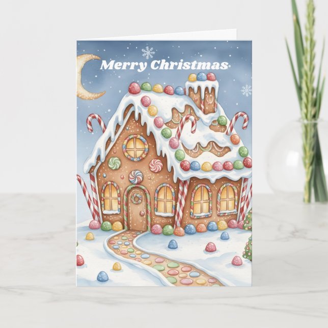 Tarjeta Festiva Gingerbread House Wonderland Christmas (Anverso)