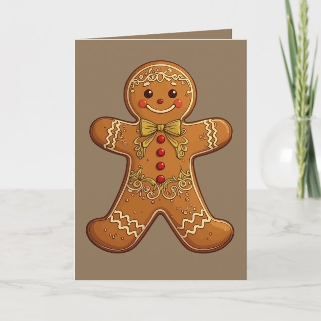 Tarjeta Festiva Gingerbread Man Cookies Cute Christmas (Anverso)