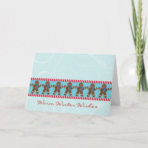 Tarjeta Festiva Gingerbread Man Happy Holidays Winter