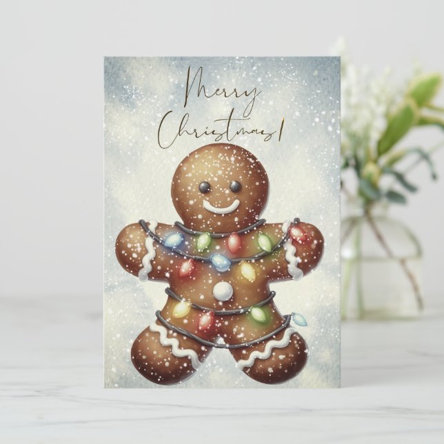 Tarjeta Festiva Gingerbread Man Winter Christmas (Anverso de pie)
