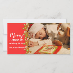 Tarjeta Festiva Gingerbread Men Foto Saludos