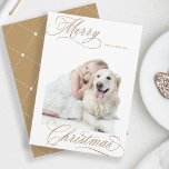 Tarjeta Festiva Gingerbread Merry Christmas Script Minimal Photo<br><div class="desc">Elegante y romántica caligrafía rápida con una foto y un patrón impecable en la parte trasera. Para una personalización más avanzada de este diseño,  haga clic en el BOTÓN HERRAMIENTA DE DISEÑO AZUL de arriba.</div>