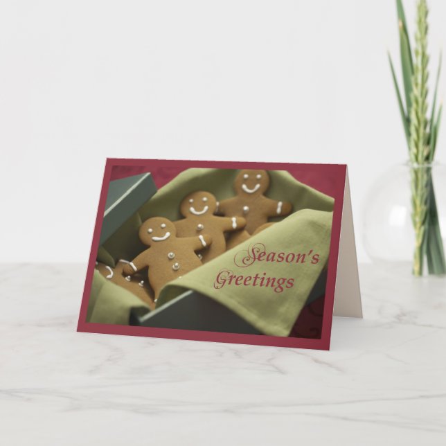 Tarjeta Festiva Gingerbread Seasons Greetings (Anverso)