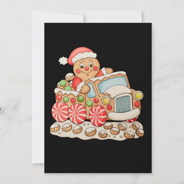 Tarjeta Festiva Gingerbread Truck Funny Navidades Baking Family (Anverso)
