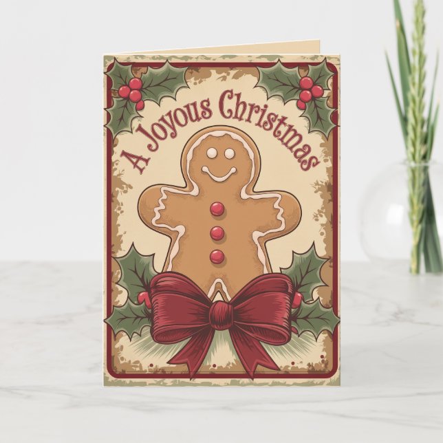 Tarjeta Festiva Gingerbread vintage joyous (Anverso)