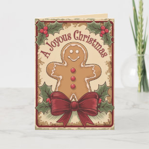 Tarjeta Festiva Gingerbread vintage joyous