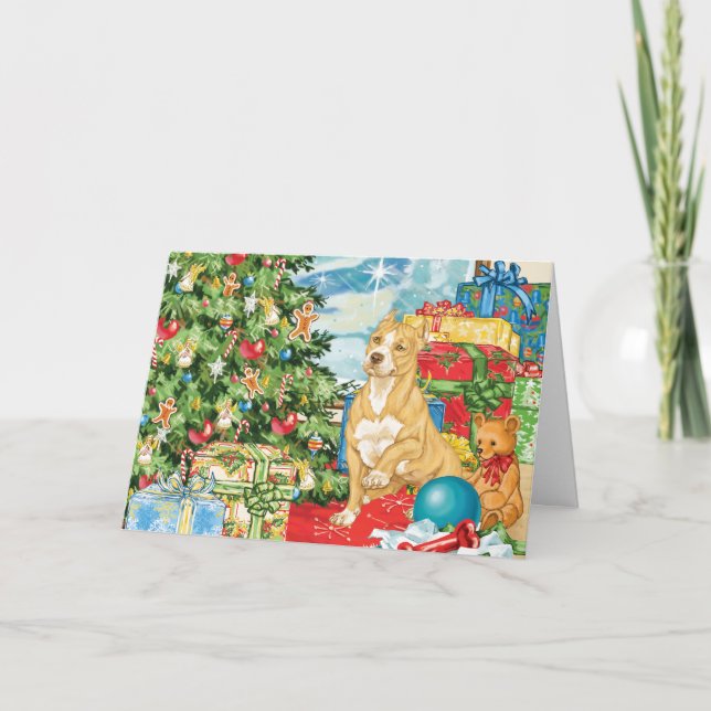 Tarjeta Festiva Gingerbread Wire Pit Bull Terrier Navidades Arte (Anverso)