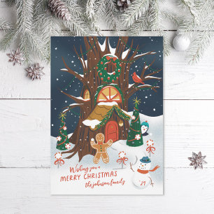 Tarjeta Festiva Gingerbread Woods Forest Friends Illustrados