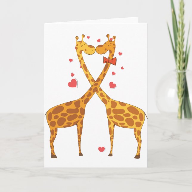Tarjeta Festiva Girafas enamoradas (Anverso)