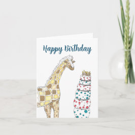 Tarjeta Festiva Giraffe Birthday Cake