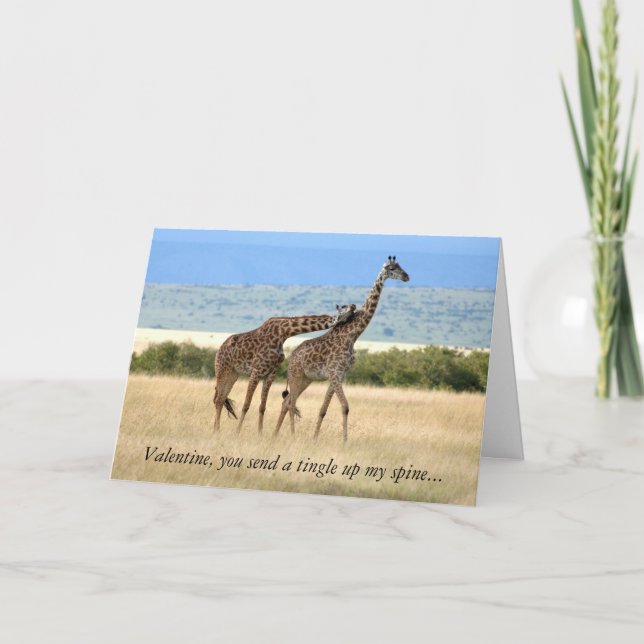 Tarjeta Festiva Giraffe El día de San Valentín Card (Anverso)