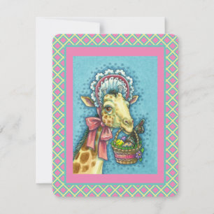 TARJETA FESTIVA GIRAFFE EN BONNET CUTÁSTER ORIENTAL, LIBRE DE HUEV