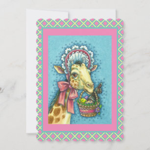 TARJETA FESTIVA GIRAFFE EN BONNET CUTÁSTER ORIENTAL, LIBRE DE HUEV