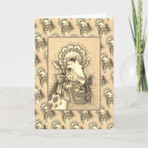 TARJETA FESTIVA GIRAFFE EN BONNETA ORIENTAL DE LA PRIMAVERA CUTÁNE