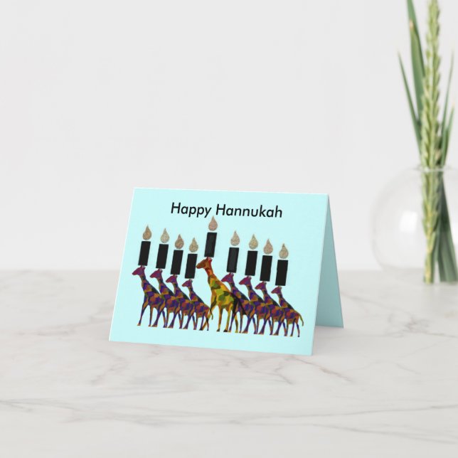 Tarjeta Festiva Giraffe Hannukah Menorah Cards (Anverso)