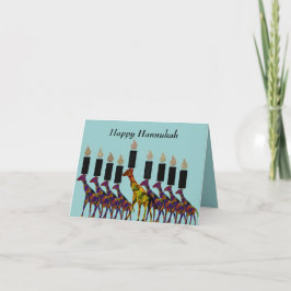 Tarjeta Festiva Giraffe Hannukah Menorah Cards