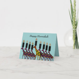 Tarjeta Festiva Giraffe Hannukah Menorah Cards