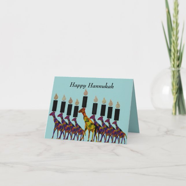 Tarjeta Festiva Giraffe Hannukah Menorah Cards (Anverso)