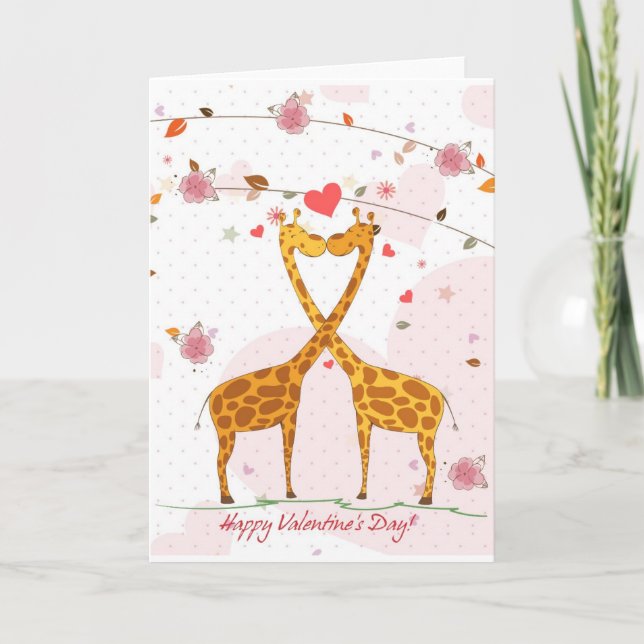 Tarjeta Festiva Giraffe Valentine (Anverso)