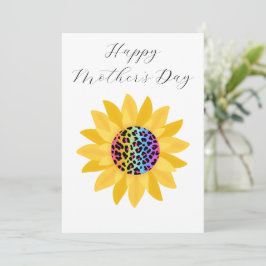 Tarjeta Festiva Girasol Amarillo Foral Minimalista Día de la Madre