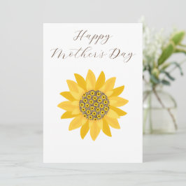 Tarjeta Festiva Girasol amarillo, Minimalista, foral, Día de la Ma