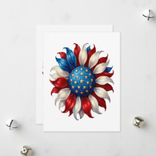 Tarjeta Festiva Girasol Bandera Americana 4 De Julio