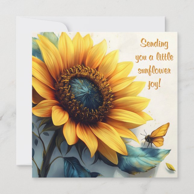 Tarjeta Festiva Girasol con mariposas con Personalizable Textos (Anverso)
